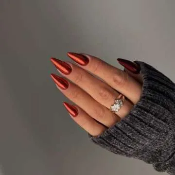 KQueenest Medium Chrome Press on Nails for Women