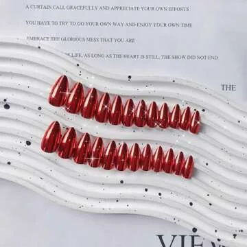 KQueenest Medium Chrome Press on Nails for Women