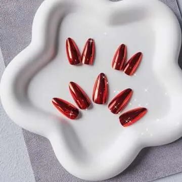 KQueenest Medium Chrome Press on Nails for Women