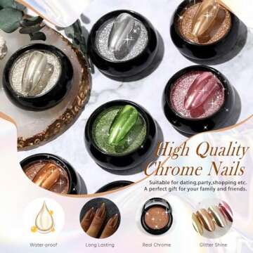 KQueenest Medium Chrome Press on Nails for Women