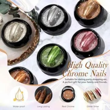 KQueenest Medium Chrome Press on Nails for Women