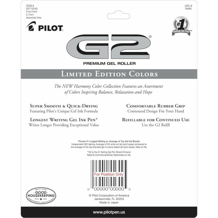 PILOT G2 Harmony Ink Gel Pens - 10 Pack, 0.7mm