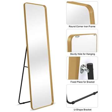 VINGLI Gold Floor Mirror - Elegant Full Length Design