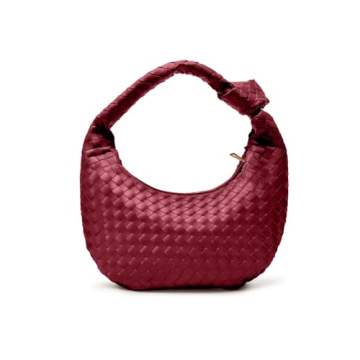 Apryl Woven Purse: Chic Vegan Leather Tote for Women - Burgundy