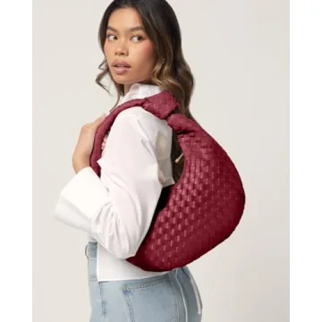 Apryl Woven Vegan Leather Tote Bag for Women Burgundy