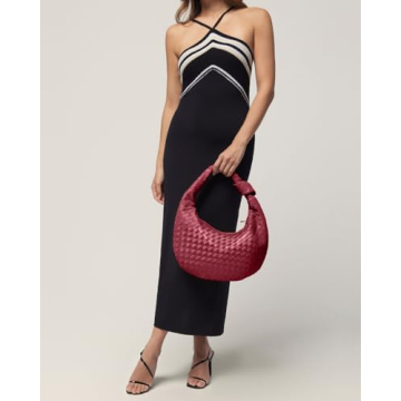 Apryl Woven Vegan Leather Tote Bag for Women Burgundy