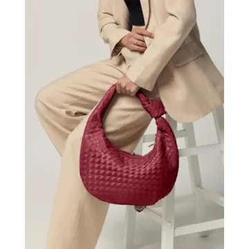 Apryl Woven Vegan Leather Tote Bag for Women Burgundy