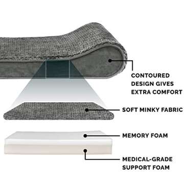 Furhaven Memory Foam Dog Bed for Medium/Small Dogs w/ Removable Washable Cover, For Dogs Up to 23 lbs - Minky Plush & Velvet Luxe Lounger Contour Mattress - Gray, Medium