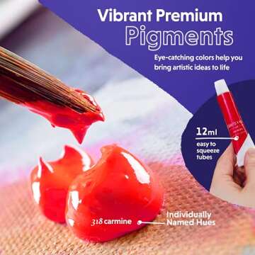 Acrylic Paint Set for Adults and Kids - 24 Pack of 12mL Paints with 3 Art Brushes, Non-Toxic Craft Paint for Easter Eggs, Ceramic Rock Paint - Art Supplies