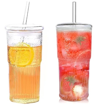 Stylish CONIVNTU Glass Iced Coffee Cups, 18oz Pack