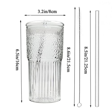 Stylish CONIVNTU Glass Iced Coffee Cups, 18oz Pack