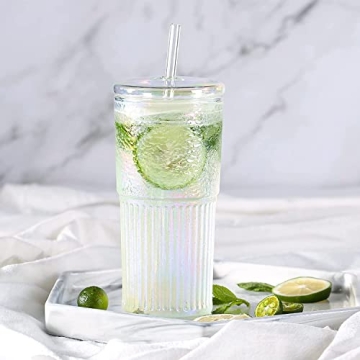 Stylish CONIVNTU Glass Iced Coffee Cups, 18oz Pack