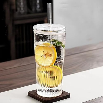 Stylish CONIVNTU Glass Iced Coffee Cups, 18oz Pack