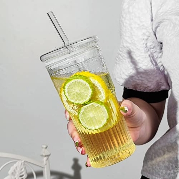 Stylish CONIVNTU Glass Iced Coffee Cups, 18oz Pack