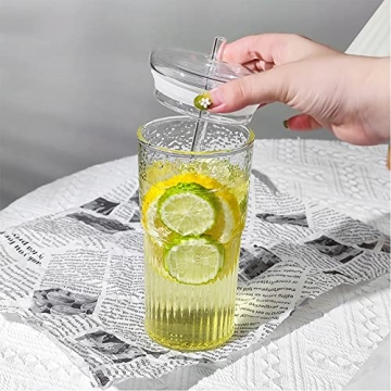 Stylish CONIVNTU Glass Iced Coffee Cups, 18oz Pack