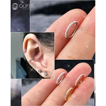 OUFER 6mm Nose Ring, 18G Nose Ring Hoop, 18G Snug Peircing Jewelry, Surgical Steel Tragus Piercing Jewelry, Cartilage Helix Rook Daith Earring Hoop for Women Men