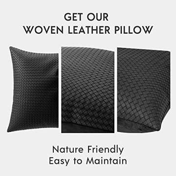 Phantoscope Pack of 2 Faux Leather Pillow Covers - Woven Leather Throw Pillows - Modern Outdoor Farm...