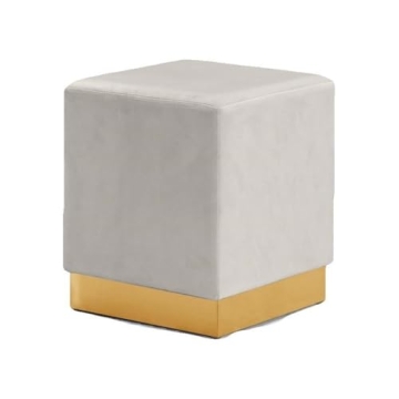 Meridian Furniture Jax Modern Velvet Stool - Elegant Cream Design