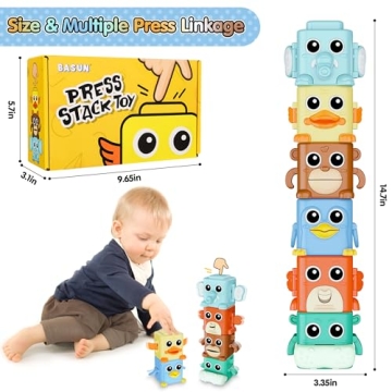 Animal Stacking Toys for Toddlers, Fun Pressable Set