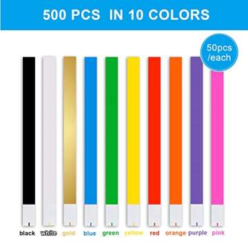 500 Pcs Paper Wristbands Colored Waterproof Lightweight Event Wrist Bands Bright Self-Adhesive Hand ...