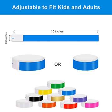 500 Pcs Paper Wristbands Colored Waterproof Lightweight Event Wrist Bands Bright Self-Adhesive Hand Bands Great for Clubs Concert Party Playground Parades - 10 Colors