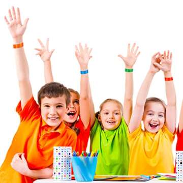 500 Pcs Paper Wristbands Colored Waterproof Lightweight Event Wrist Bands Bright Self-Adhesive Hand Bands Great for Clubs Concert Party Playground Parades - 10 Colors