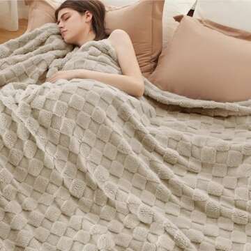 Bedsure Light Brown Fleece Blanket for Couch - Super Soft Cozy Queen Blankets for Women, Cute Small ...