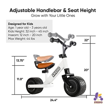 KRIDDO Baby Balance Bike for 1 to 2.5 Year Olds