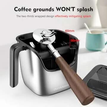Ourokhome Knock Box Espresso Accessories, The Latest Patented Stainless Steel Espresso Machine Tool for Coffee Ground with Removable Knock Bar, Handle and Lid, Dishwasher safe, 4.8 inch