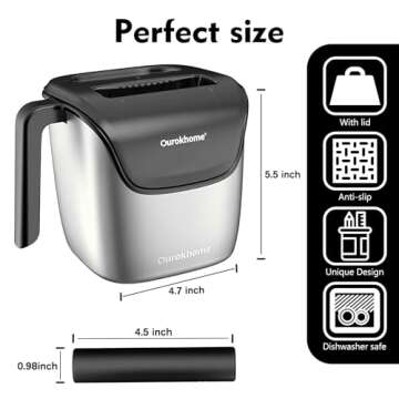 Ourokhome Knock Box Espresso Accessories, The Latest Patented Stainless Steel Espresso Machine Tool for Coffee Ground with Removable Knock Bar, Handle and Lid, Dishwasher safe, 4.8 inch