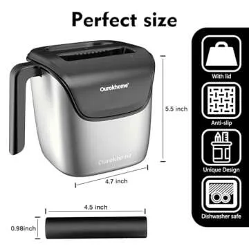 Ourokhome Knock Box Espresso Accessories, The Latest Patented Stainless Steel Espresso Machine Tool for Coffee Ground with Removable Knock Bar, Handle and Lid, Dishwasher safe, 4.8 inch