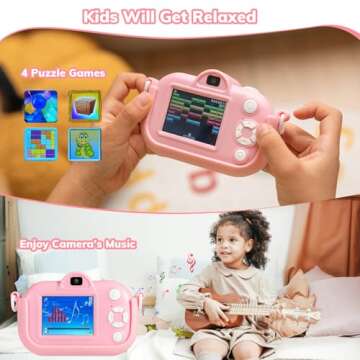 Kids Camera Toddler Toys for Girls, 3-12 Year Old Girl Birthday Gifts Toys, 48MP HD Kids Digital Camera for Kids, 1080P HD Video Toddler Camera Kid Toys Gifts for 3 4 5 6 7 8 9 10 Year Old Girls