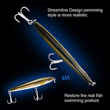 Fishing Lures Fishing Pencil Lure Slow Sinking Hard Bait Pencil Popper Lifelike Bass Fishing Lure for Saltwater and Freshwater,8pcs