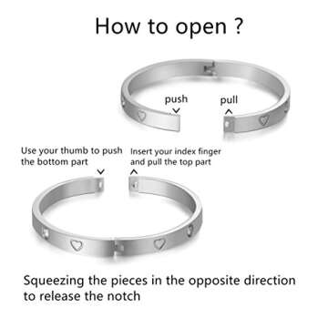 MVCOLEDY Valentines Day Gifts Jewelry Gold/White Gold Plated Bangle Bracelet Heart Stone Stainless S...