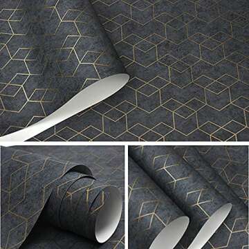 Stylish Peel and Stick Dark Grey Geometric Wallpaper