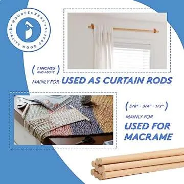 Wooden Dowel Rod, 3/16 Inch x 36 Inch, 100 Pack for Crafts
