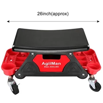 AgiiMan Mechanic Stool with Rolling Wheels and Tool Storage
