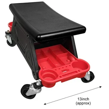 AgiiMan Mechanic Stool with Rolling Wheels and Tool Storage
