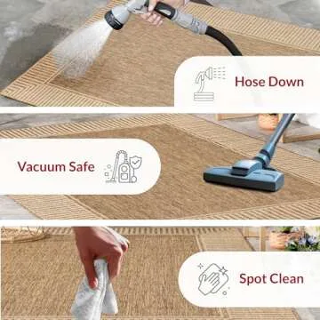 nuLOOM 4' x 5' Outdoor Area Rug With Striped Border