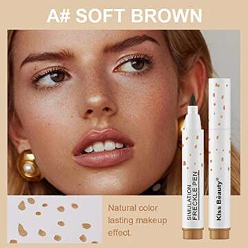 ROPALIA 2 Colors Freckle Pen, Natural Lifelike Fake Freckles Makeup Pen, Long-lasting Waterproof Dot...