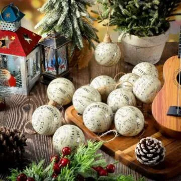 Daifunli 24 Pcs Vintage Music Notes Ornament 2.36'' Musical Christmas Balls Christmas Party Decorati...
