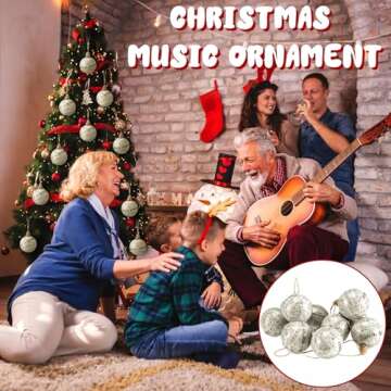 Daifunli 24 Pcs Vintage Music Notes Ornament 2.36'' Musical Christmas Balls Christmas Party Decorations Christmas Hymnal Ornaments Music Themed Hanging Ornaments Musical Notes Christmas Ornament Gift