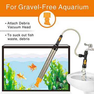 hygger Bucket-Free Aquarium Water Change Kit Fish Tank Auto Siphon Pump Gravel Cleaner Vacuum Tube w...