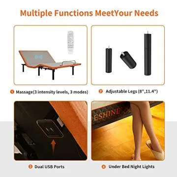 ESHINE Adjustable Bed with Luxury Gel Memory Foam