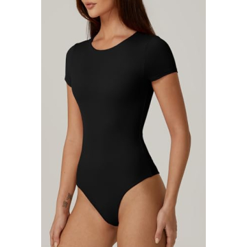 Stylish QINSEN Black Bodysuit for Women - Perfect Fit Bodycon Top