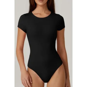 Stylish QINSEN Black Bodysuit for Women - Perfect Fit Bodycon Top