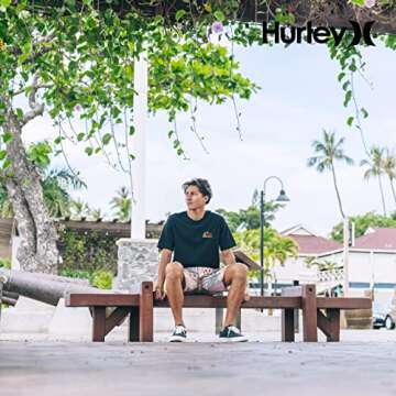 Hurley Men's One and Only Logo T-Shirt, Navy/Aruo Green, Large