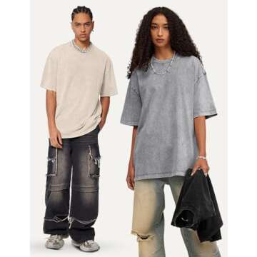 Yimoon 3 Pack Men Oversized T Shirts Heavy Cotton Vintage Baggy Tee Casual Loose Short Sleeve Acid W...