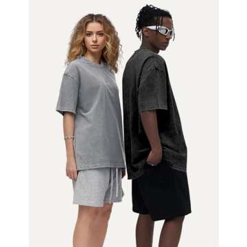 Yimoon Men Oversized T Shirts Casual Loose Short Sleeve