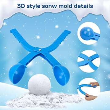 TOY Life Snowball Makers for Kids,Snow Toys for Kids Ages 3-4-8-10-12, Winter Outdoor Snow Toys with Duck Penguin Snow Molds, Kids Snow Shovel Fun Winter Outdoor Snowball Game Toys